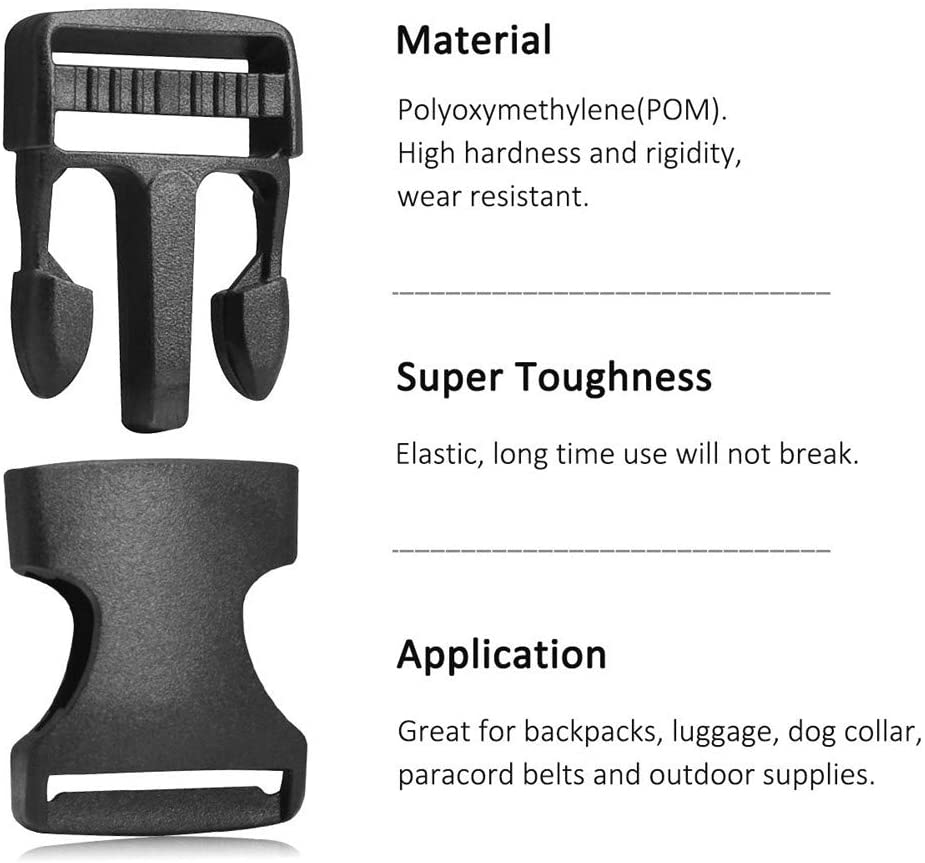 300PCS Plastic Webbing Straps Backpack 25MM (150* Slides Release & 150* Buckles)