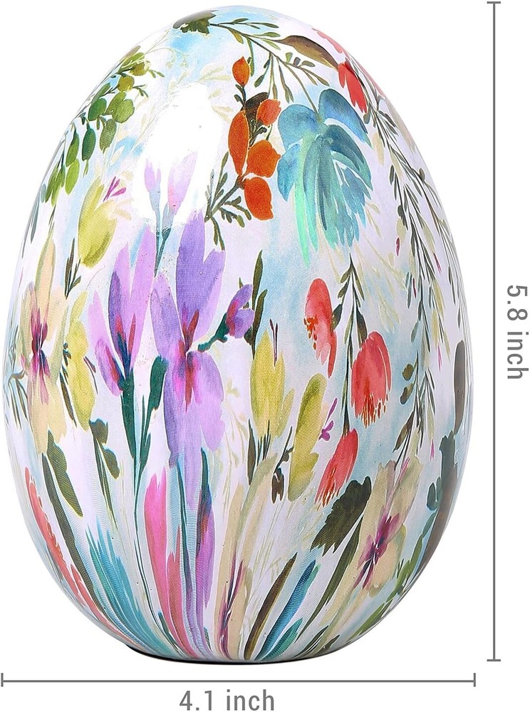 White Ceramic Decorative Easter Egg Tabletop Decoration, Freestanding Easter Egg