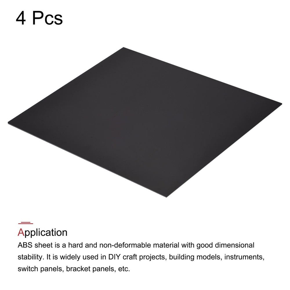 Black ABS Plastic Sheet 10x8x0.02" for Building Model, Panel, 4pcs