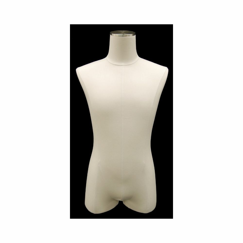 White Linen Adult Male Dress Form Mannequin Body Torso with Square Metal Base