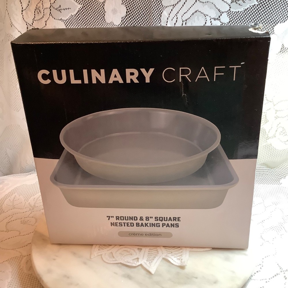 Culinary Craft  - 7" Round  & 8" Square Nested Baking Pans- New w/box -Fast Ship