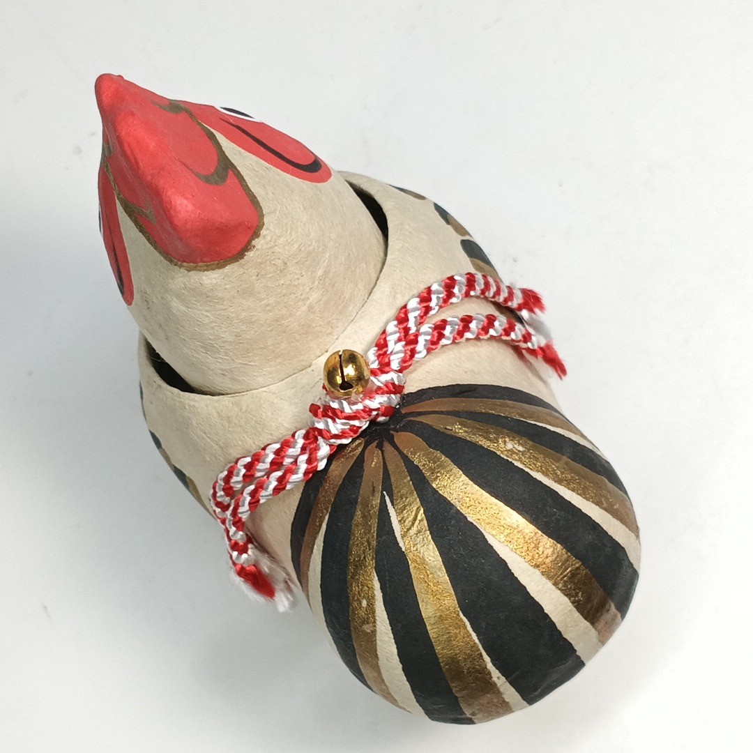 Japanese Paper Mache Bobblehead Chicken Doll Nozawa Folk Art