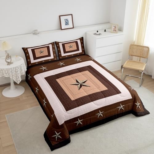 Western Decor Comforter Set Size Western Texas Star Print King Beige Brown