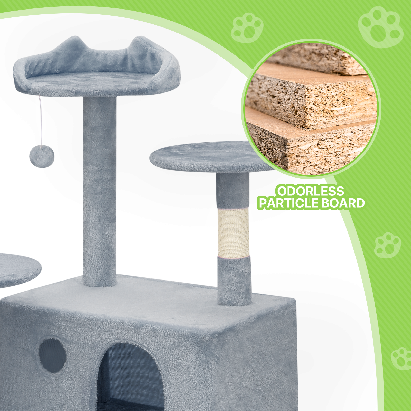 77"Cat Tree Cat Tower Large Kitten Playing House Condo Scratching Post for Rest