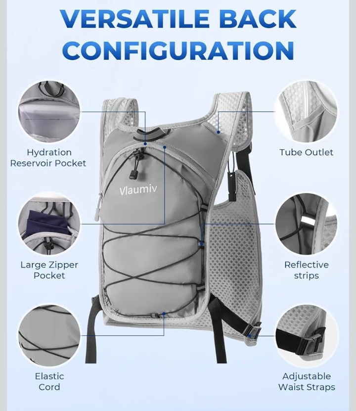 Running Vest with 2L Water Bladder, Hydration Backpack with Adjustable Straps