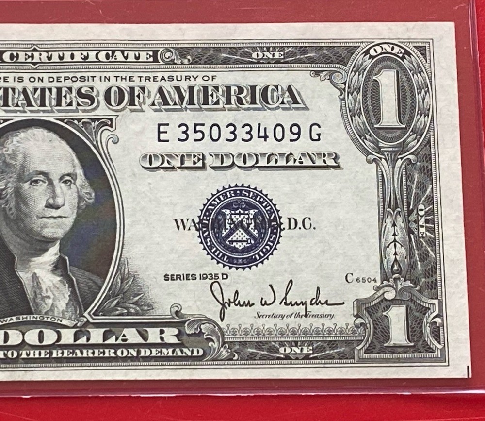 $1 1935-D ( E-G Block )  BLUE SEAL SILVER CERTIFICATE , UNCIRCULATED