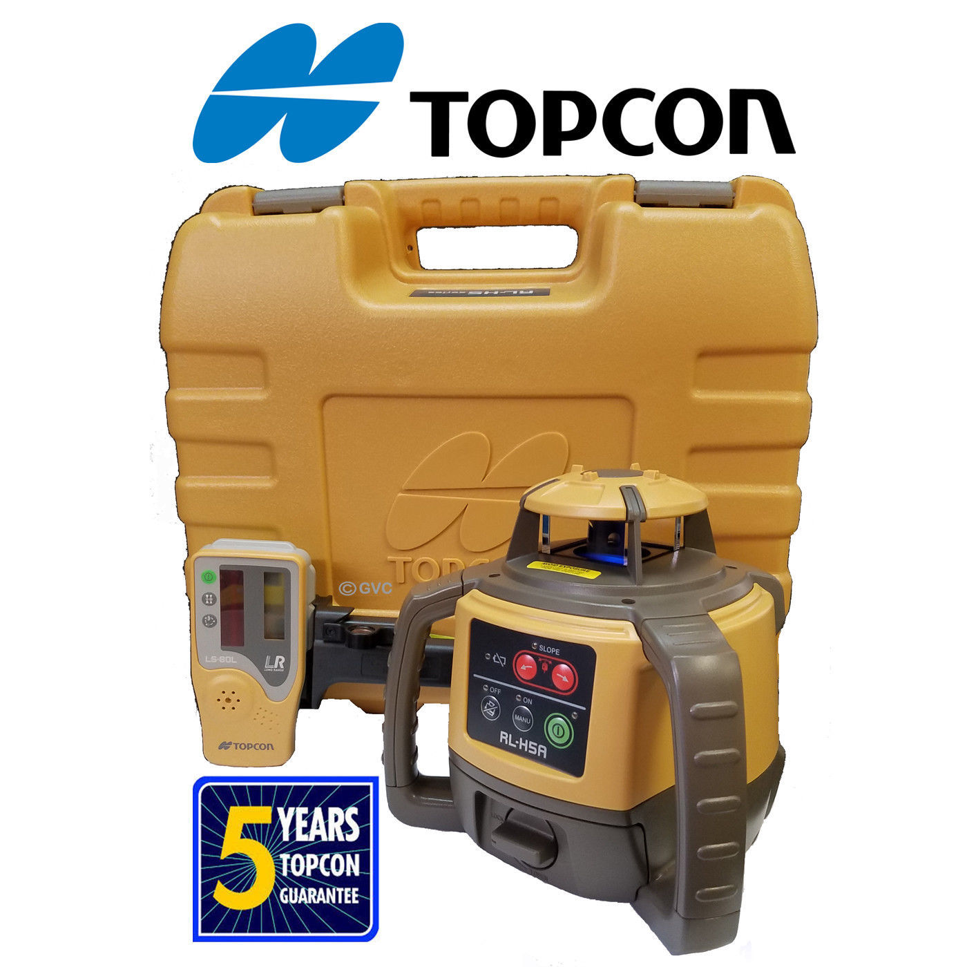 Topcon RL-H5A Auto Laser Level- Alkaline Battery w/ case, rod clamp & detector