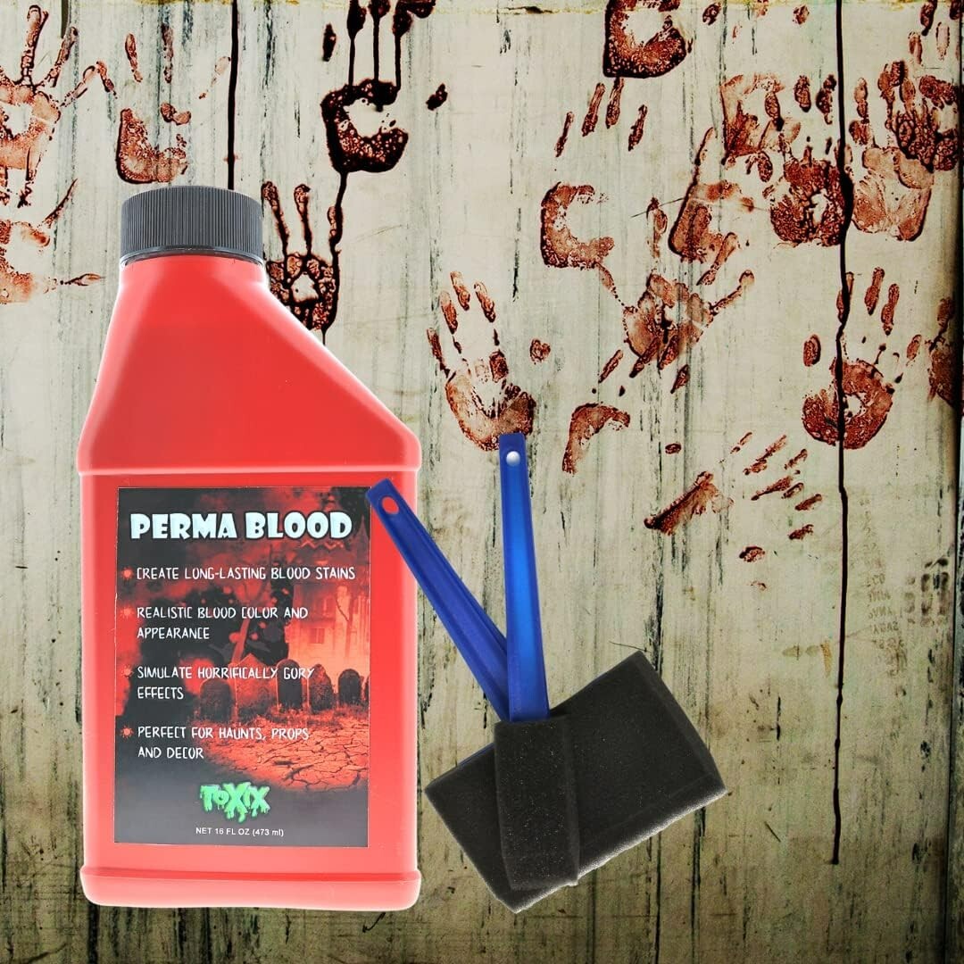 Perma Blood 16 Oz - PERMANENT Fake Blood! Perfect for Haunts, Gore, and Props!