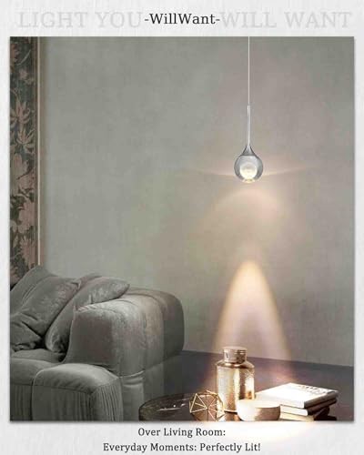 2 Pack Modern Crystal Moon Pendant Lights, Dimmable Natural Chrome, 2 Pack
