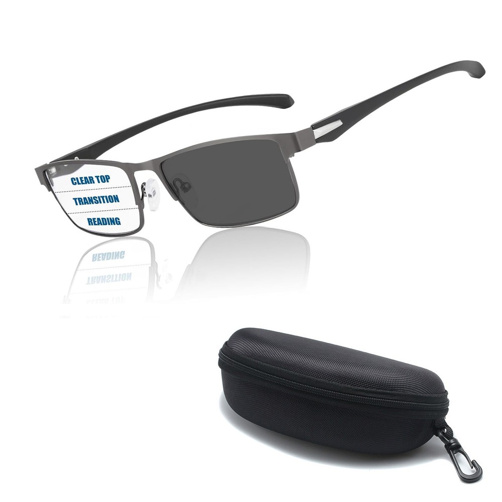 Photochromic Multifocus Reading Glasses Half Rim TR90 Reader Blue Light Blocking