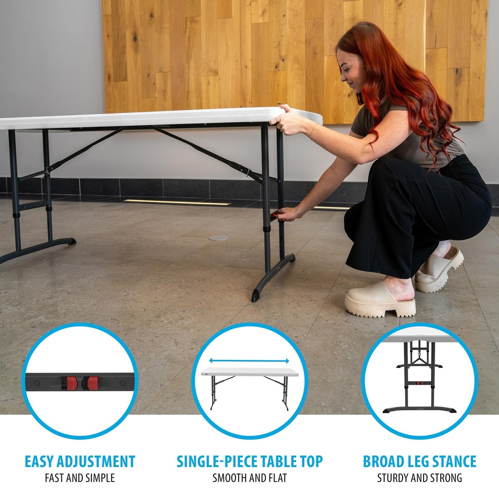 6-Foot Adjustable Height Nesting Table, Commercial, White Granite