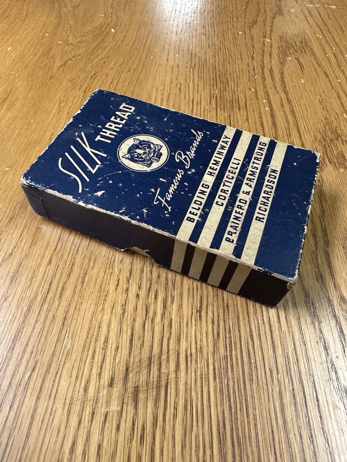 Vintage “Famous Brands” Silk Thread Box with 10 Wooden Spools - Mixed Lot