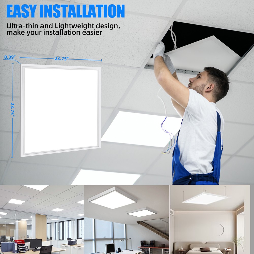 2-100Pack 2x2Ft LED Panel Light Drop Ceiling Flat Recessed Troffer Fixture 5000K