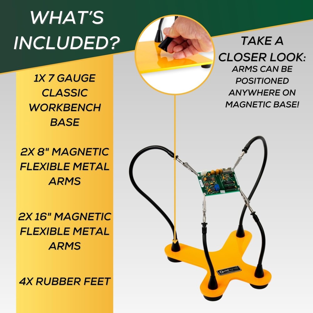 QuadHands Classic Workbench Soldering Helping Third Hand Tool | 4 Gooseneck F...