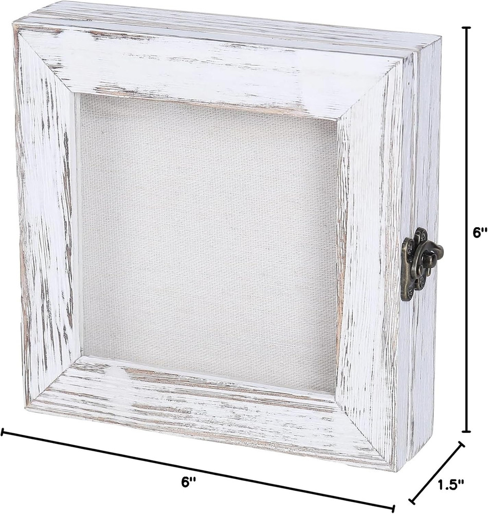 Shadow Box 6X6, Hinged Shadow Boxes Display Cases for Seashell Antique Ticket St