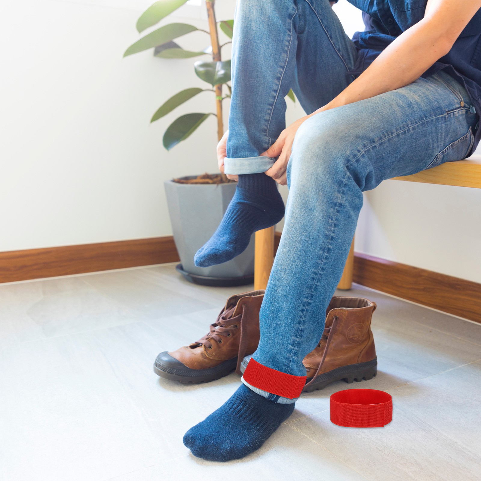 2 Set Boot Straps Elastic Ankle Straps Pants Leg Bands 12" Black