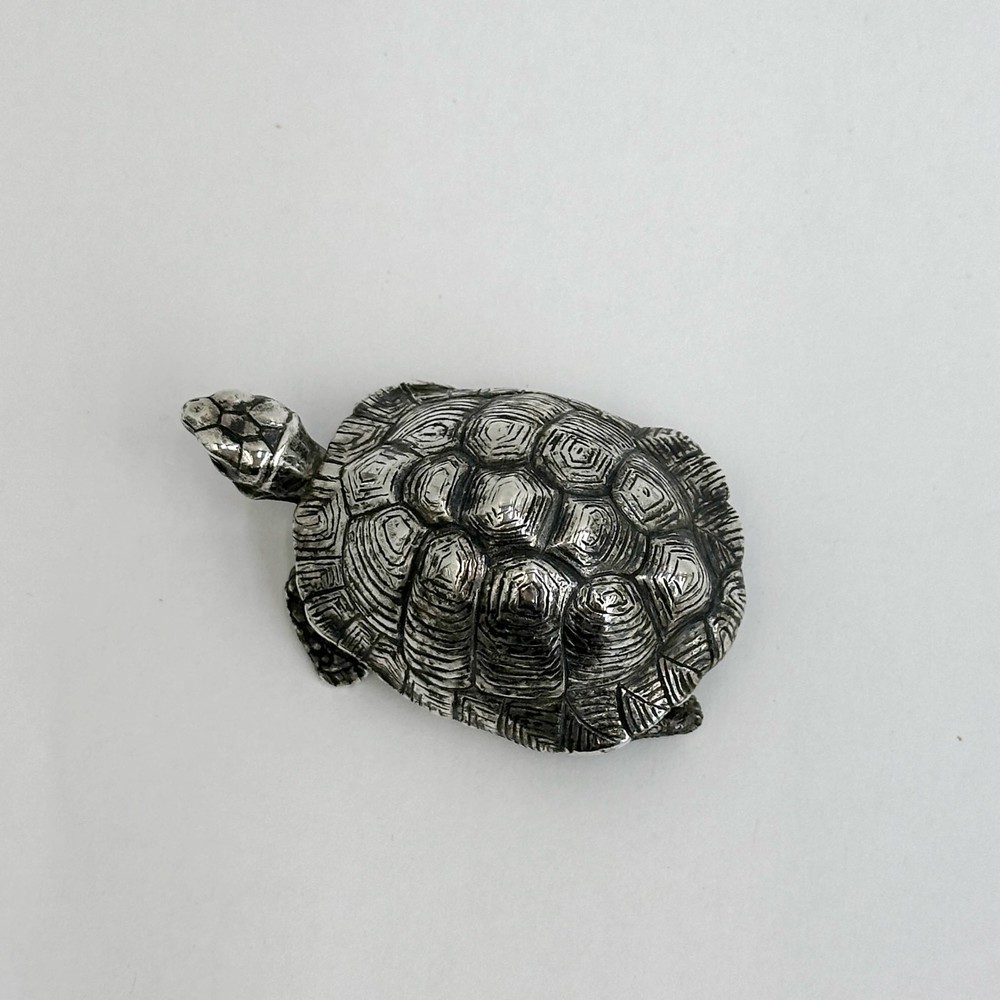 Continental Solid Silver Tortoise Figurine Signed G de la Feld early 20th cen