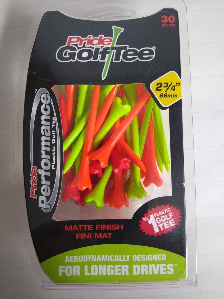 Pride Golf Tees 2 3/4" Plastic Evolution Matte Finish MIX - 30 Pack