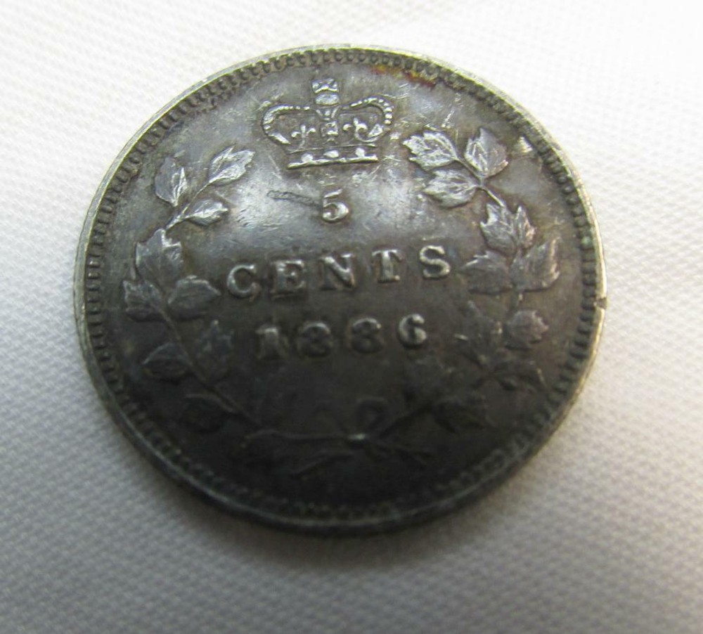 CANADA 1886 Silver Five Cents XF Open 6