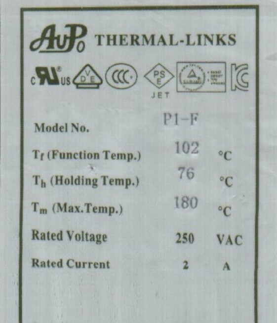 4 Pcs Aupo Thermal Fuse 84C 102C 115C 125C 130C 135C 150c 2A 3A 250V FREE SHIP