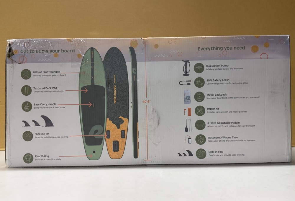 Retrospec Weekender Inflatable Stand Up Paddle Board + Paddle Pump | Wild Spruce