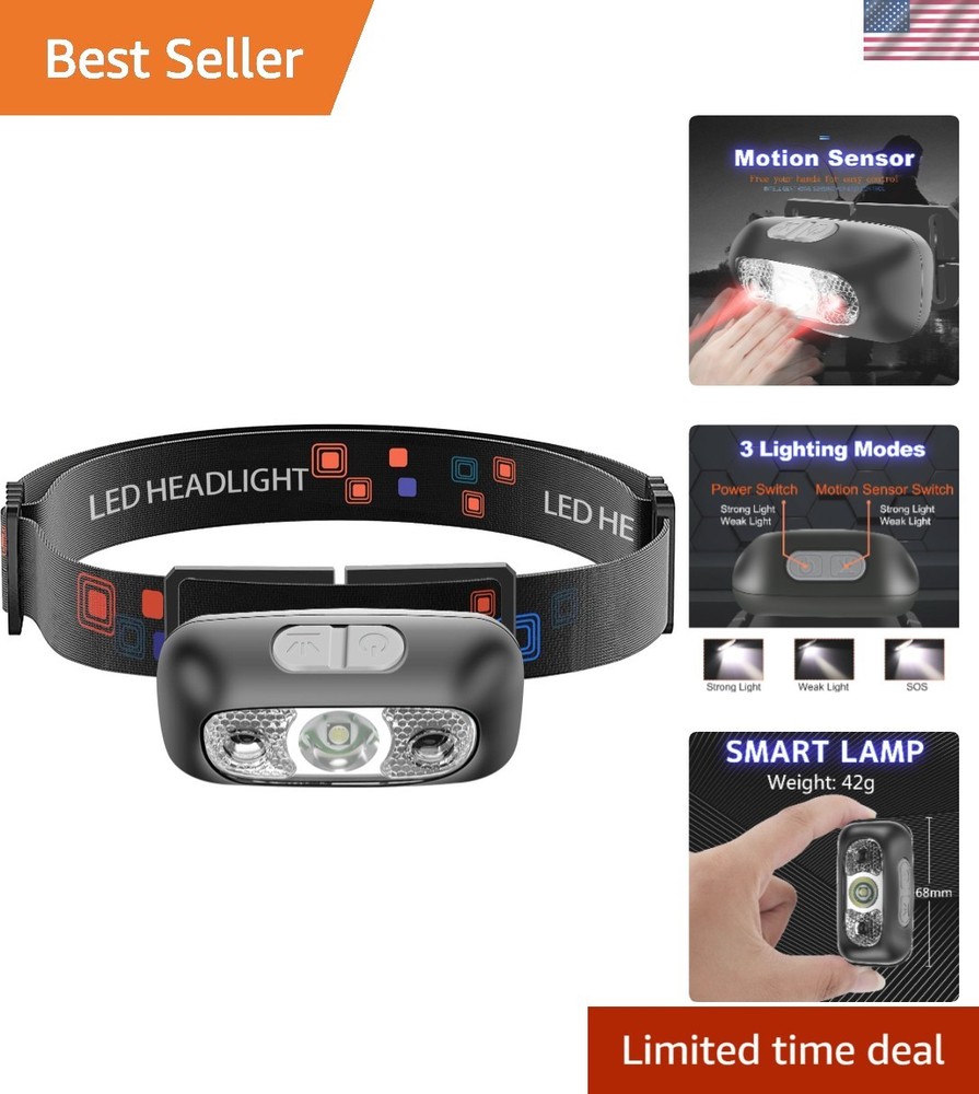 High-Brightness USB Rechargeable Headlamp - 12 Hour Runtime, Lightweight Design