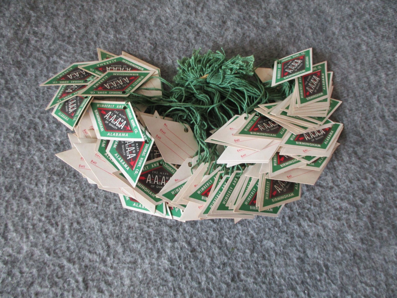 VTG WIMBERLY & THOMAS HARDWARE CO BIRMINGHAM ALABAMA PAPER PRICE TAGS - LOT 100+