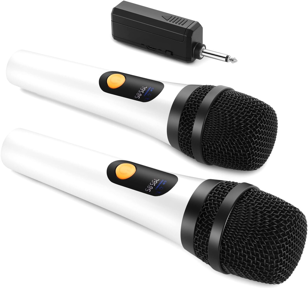 Foltusymy Wireless Microphone System Dual Handheld Mics 200ft Audio Kit