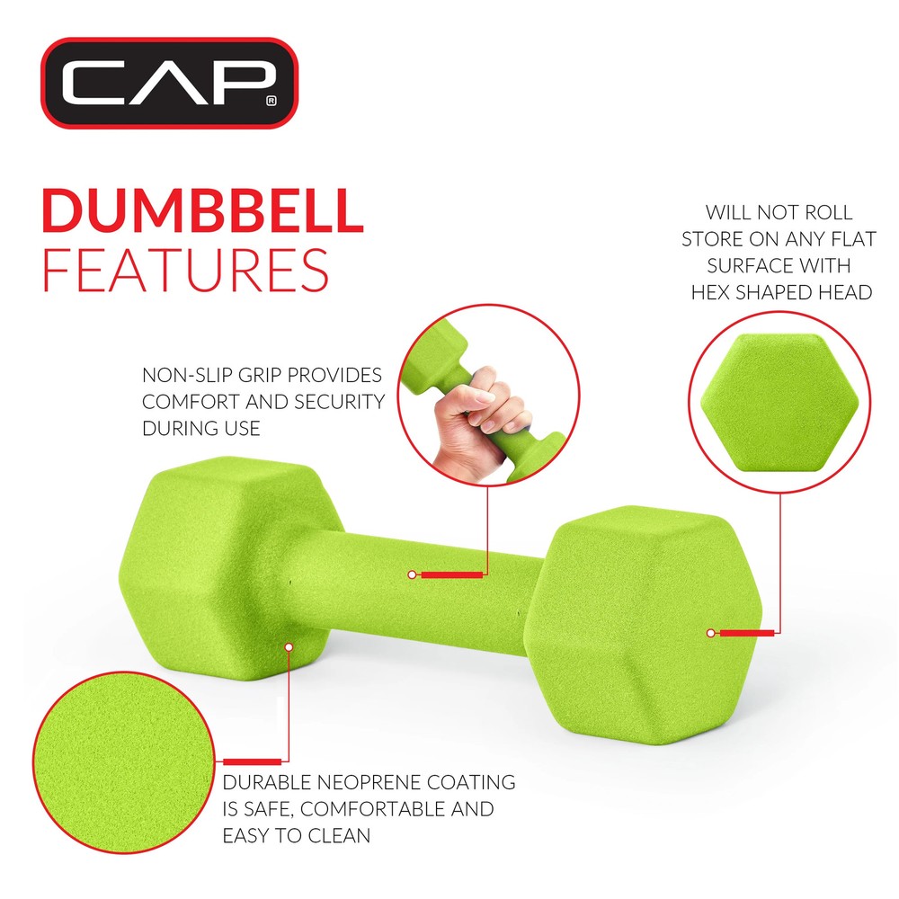 (2 pack) CAP, 3lb Neoprene Dumbbell, Orange, Single
