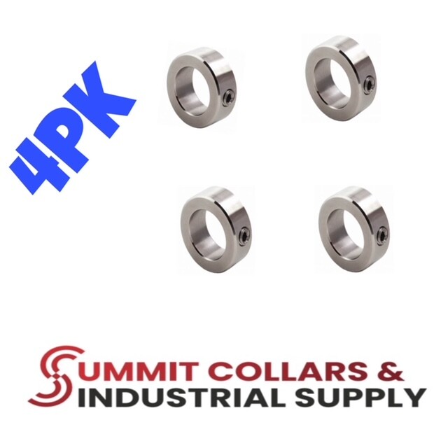 (4pcs) 7/16" Inch Stainless Steel Shaft Collar - Solid - Set Screw - CSS-43-4