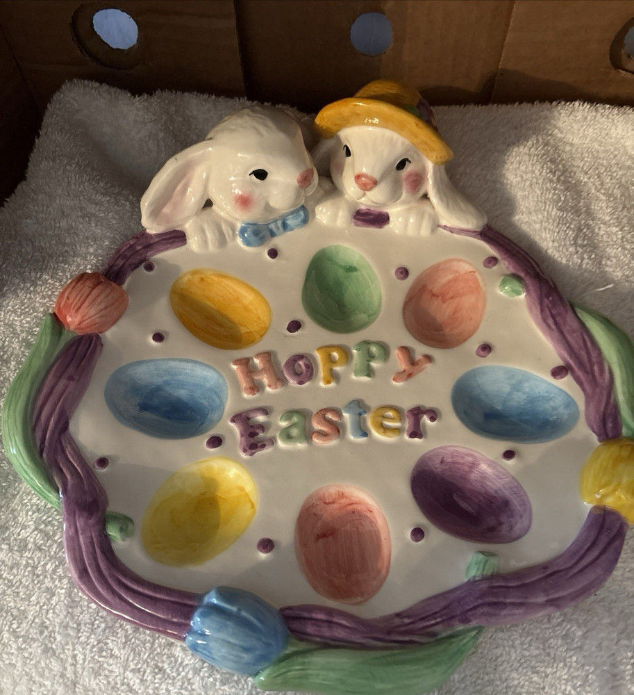 Deviled Egg Platter Hoppy Easter Bunny & Tulip