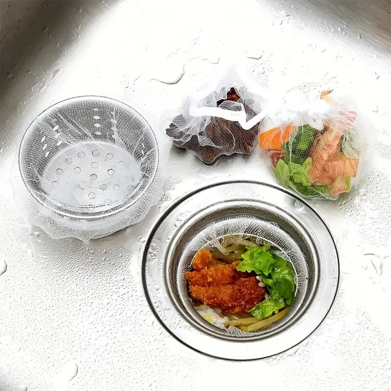 100pcs Kitchen Sink Trash Mesh Bag Anti Clogging Sink Strainer Net Filter