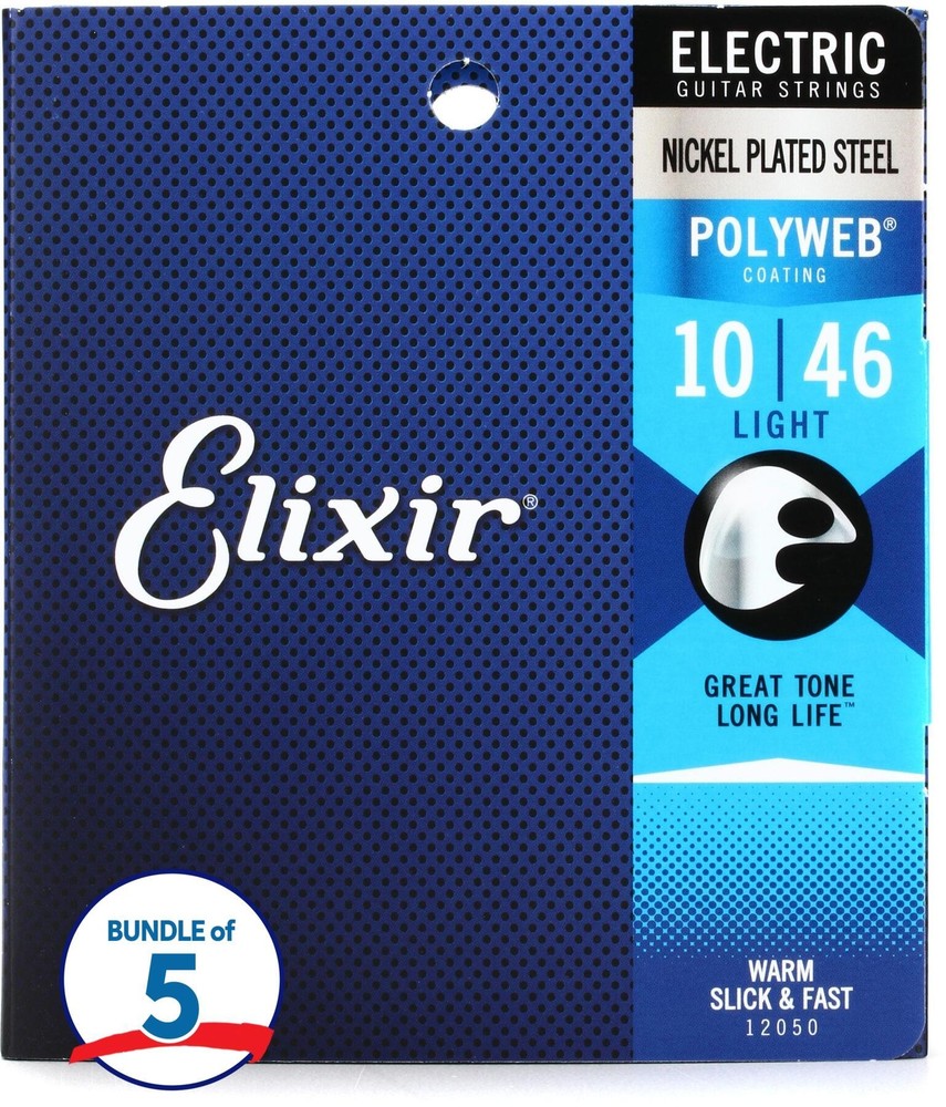 Elixir Strings 12050 Polyweb Electric Guitar Strings - .010-.046 Light (5-pack)