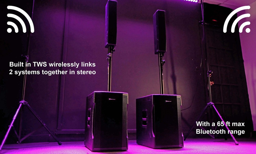 DJ Package w/(2) TITAN COLUMN 12 Powered Array Column Speakers+Subwoofer+Facade