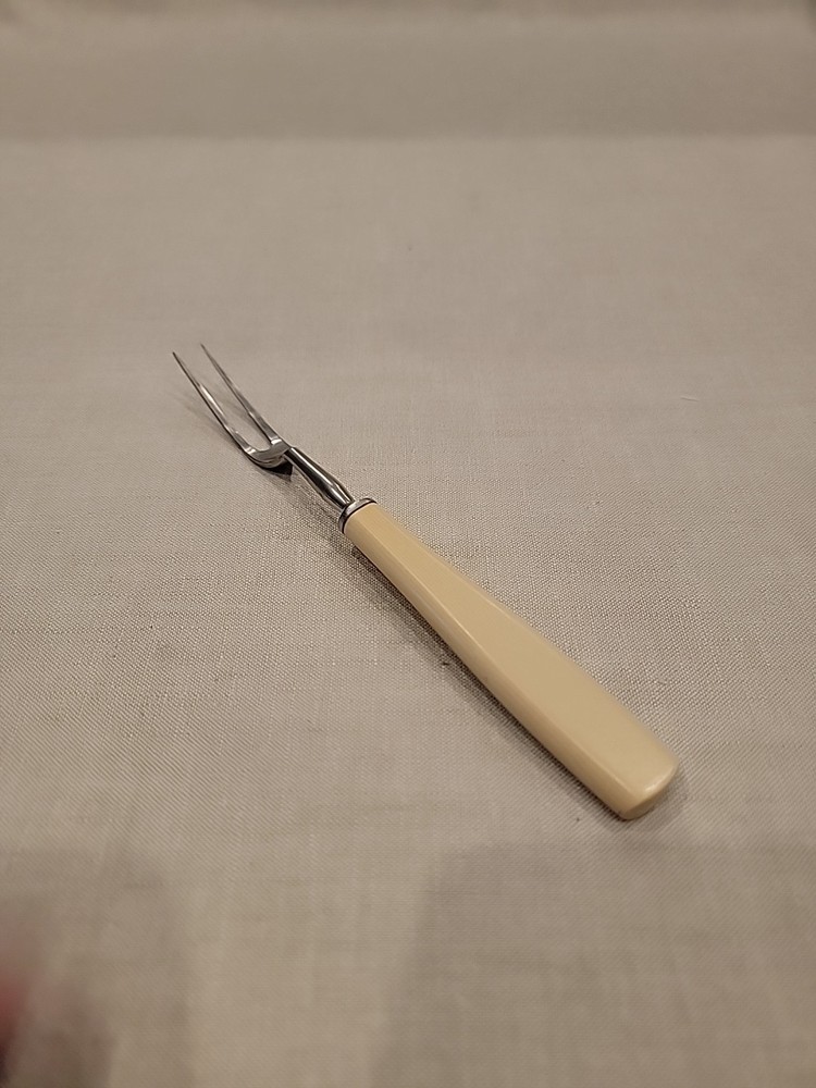 Vintage 8” Bakelite Meat Fork Butterscotch Handle
