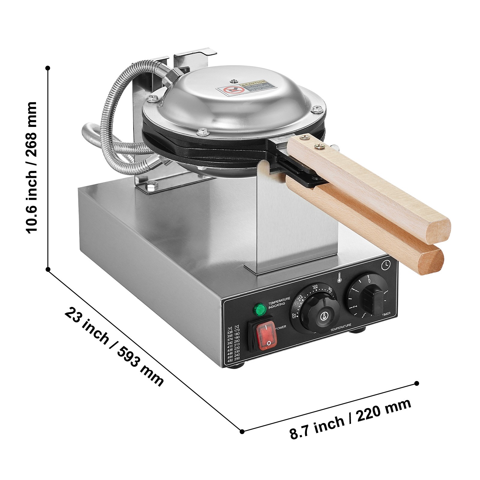 Uimoso Commercial Bubble Waffle Maker Egg Pancake Baker Machine 1400W Non-Stick