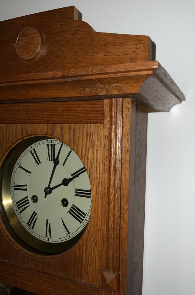 Antique German Junghans Wall Clock , Oak, 1900s