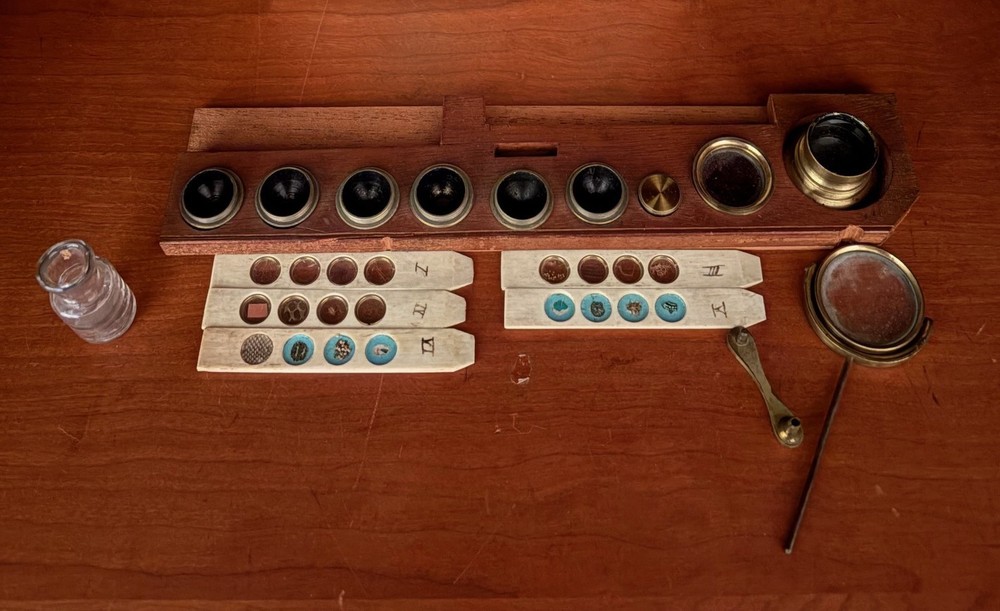 19th Century English Brass Drum Type Field Microscope