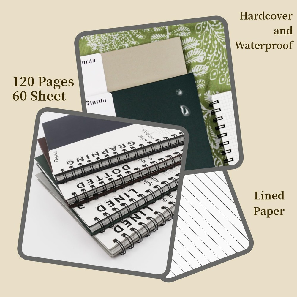 Lined Notebook Spiral Notebook 8.5" x 11"-4 Pack Large Journal Hardcover Note...