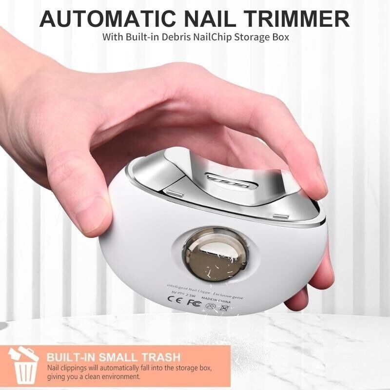 Portable Electric Toe Nail Clippers Light Trimmer Nails Cutter USB Rechargeable