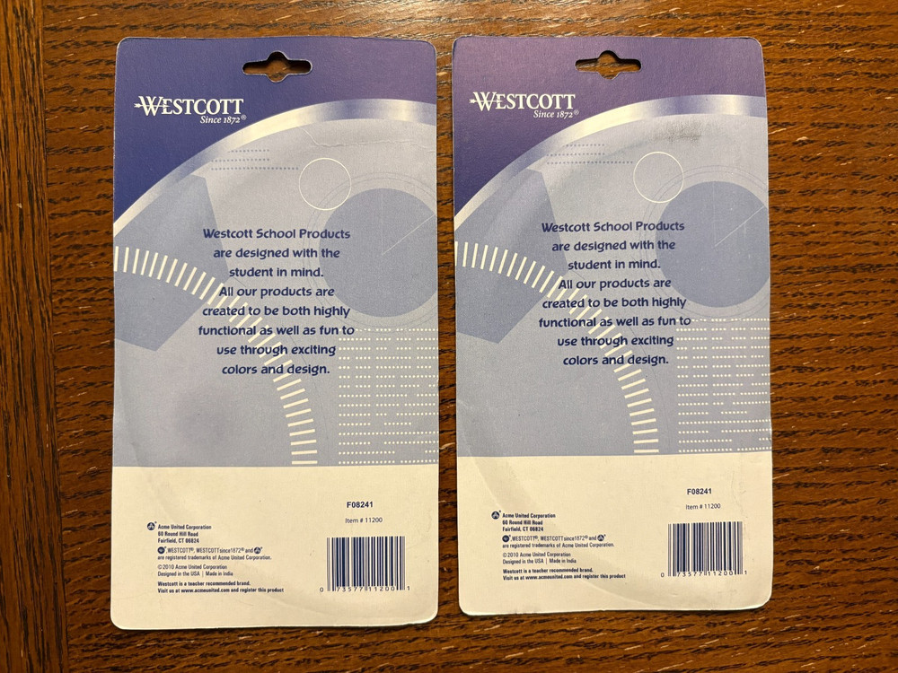 2 6-inch Westcott 180° Protractor Clear Measure Angles From Both Sides