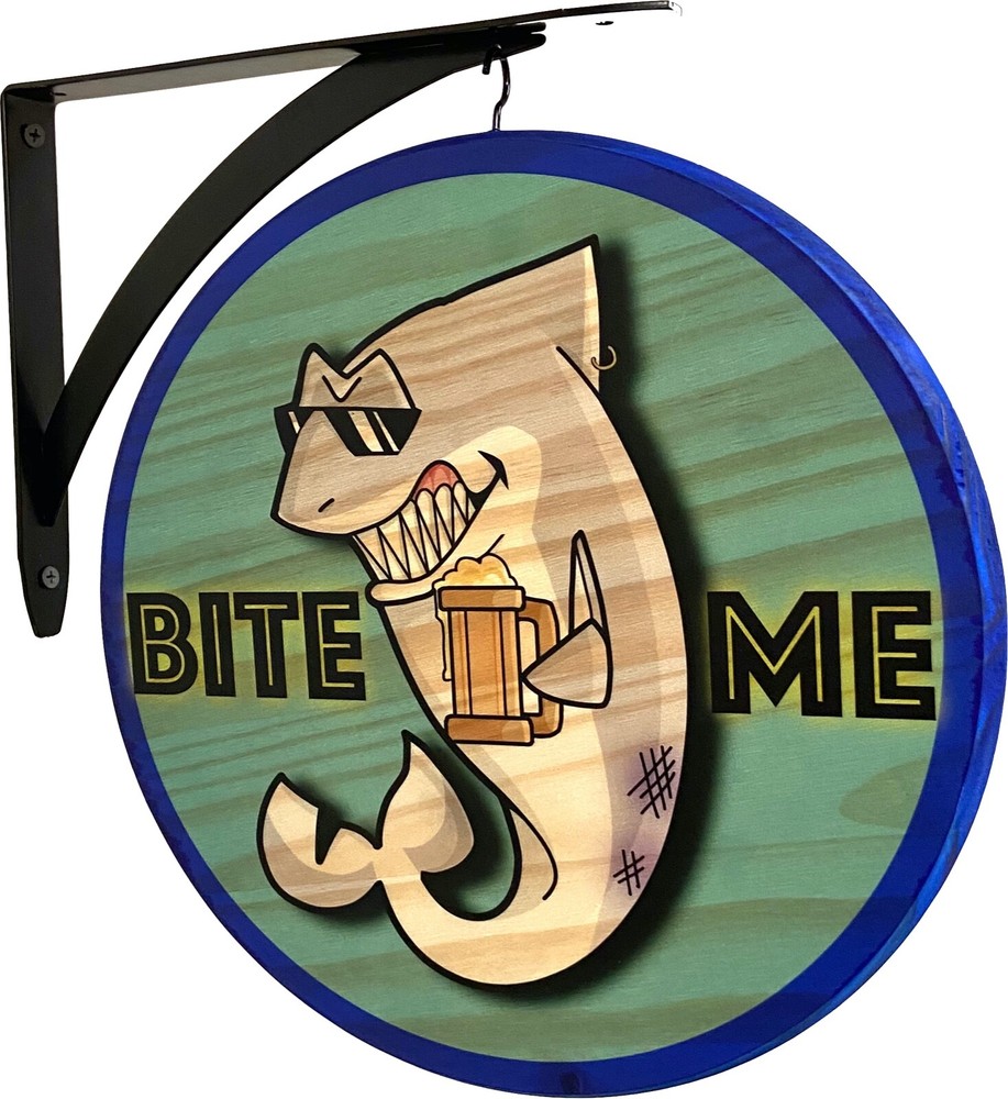 Beach Beer Double Sided Pub Sign BITE ME