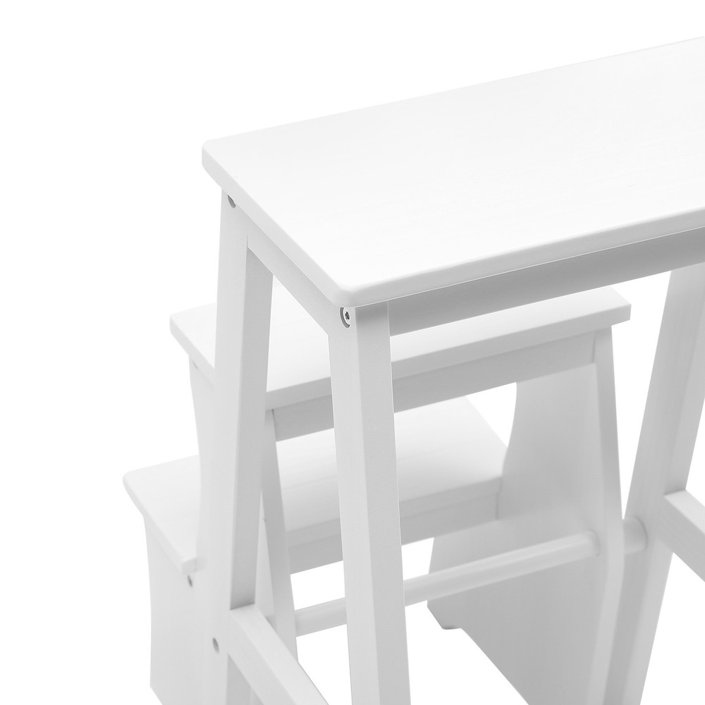 Folding Solid Wood Library Ladder Chair, Portable Multi-Functional Stool