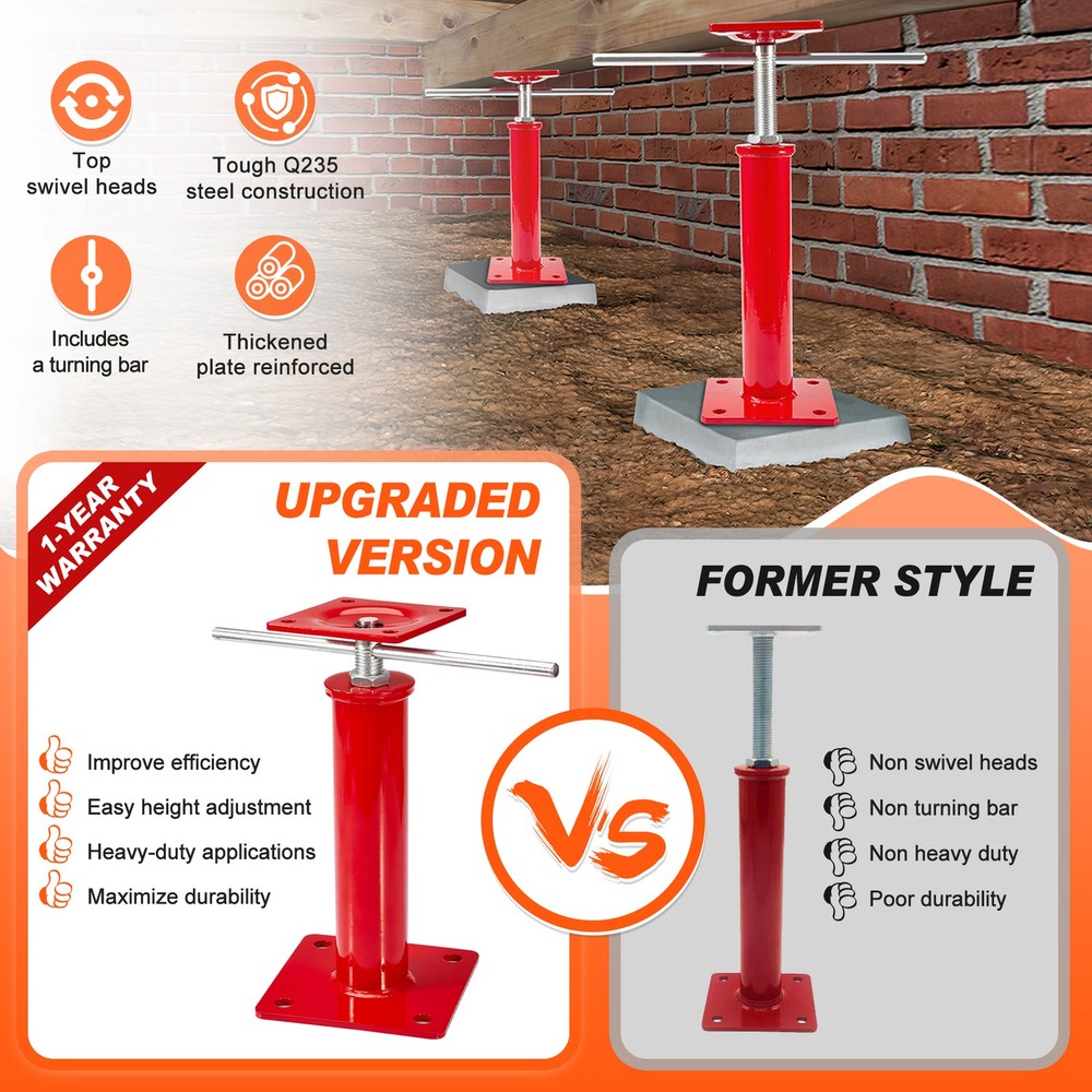 2X Floor Leveling Lift Post Sagging Beam Jack Column Support House Remodel Tools
