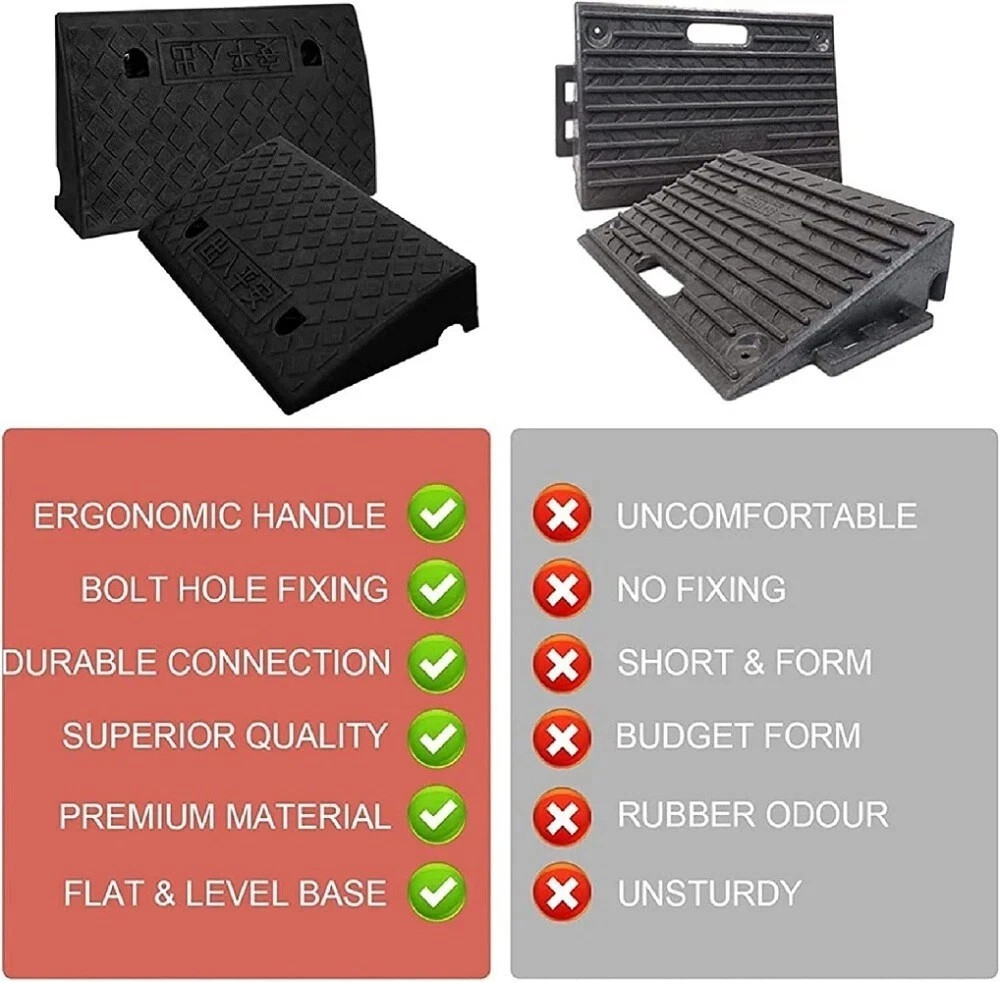 2 Pack Driveway Ramp Heavy Duty Vehicle Curb Rubber Threshold Ramp Professional