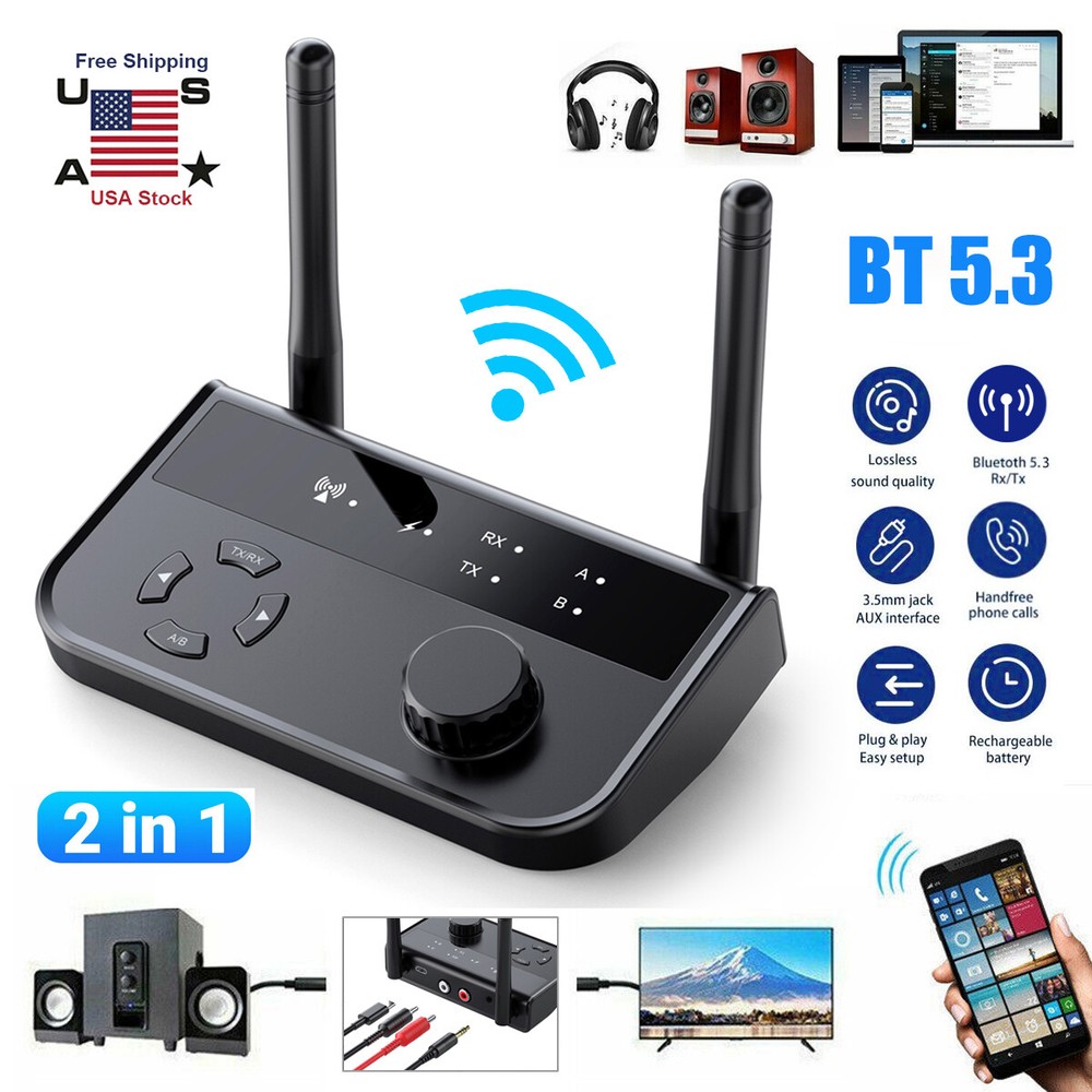 Bluetooth 5.3 Transmitter Receiver Long Range For TV Home Stereo Audio Adapter
