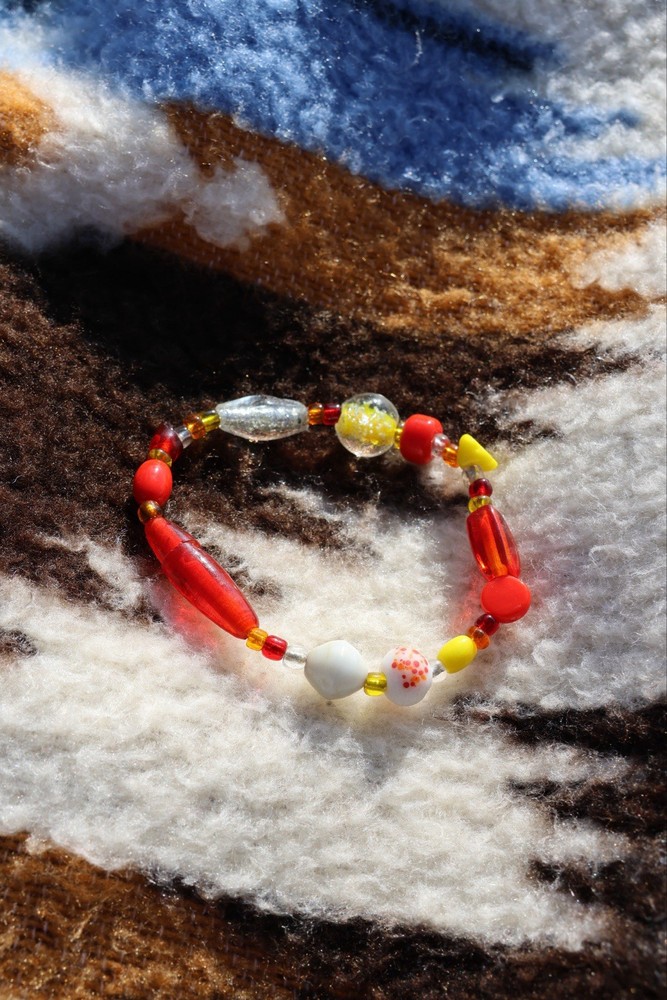 Handmade Red & Yellow Beaded Bracelet