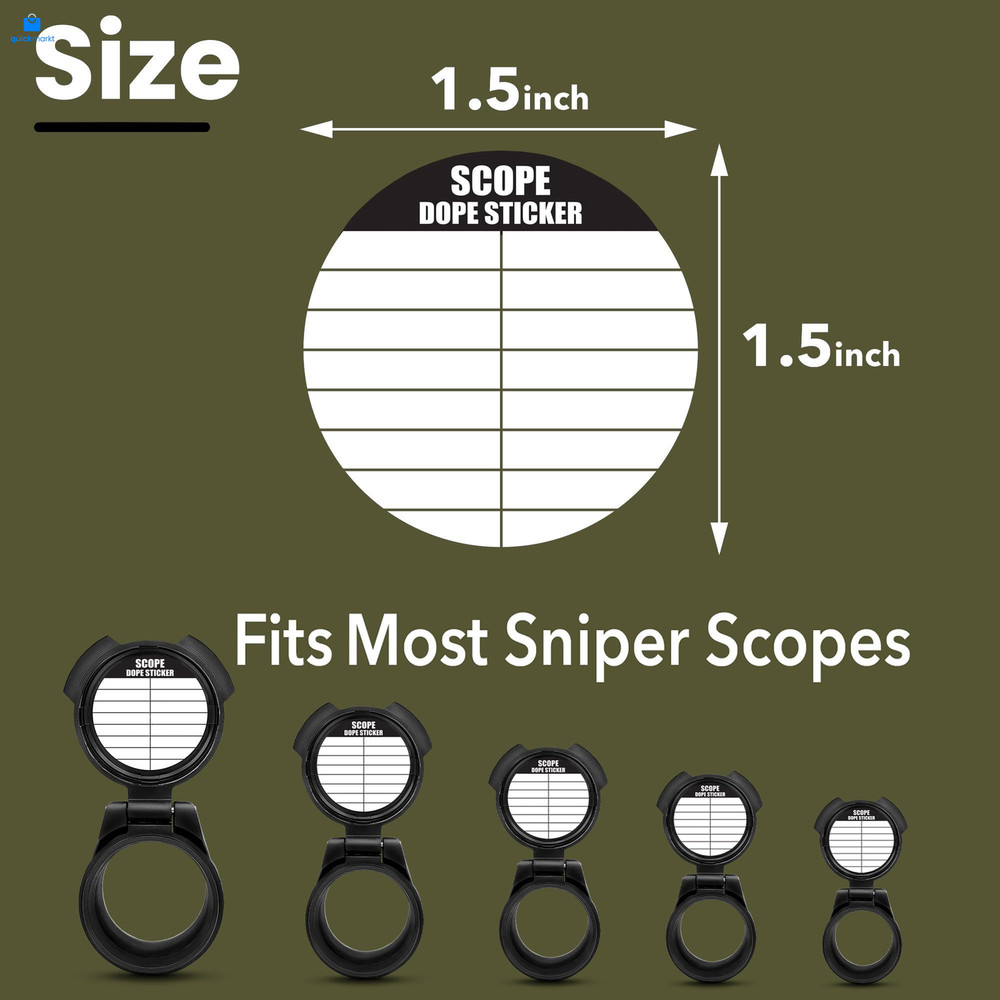 12 Pack Writable Scope DOPE Sticker for Long-Range Shooting- 1.5 Inch, White