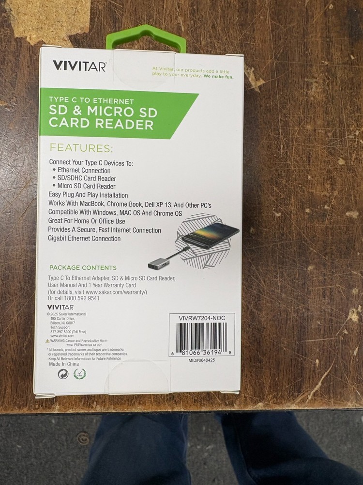 Vivitar Type-C to Ethernet SD and Micro SD Card Reader
