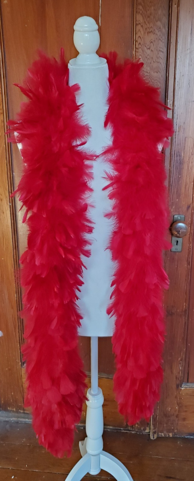 Vin 80" FULL RED TURKEY FEATHER BOA--Old Hollywood Glamour Cabaret 1920s Flapper